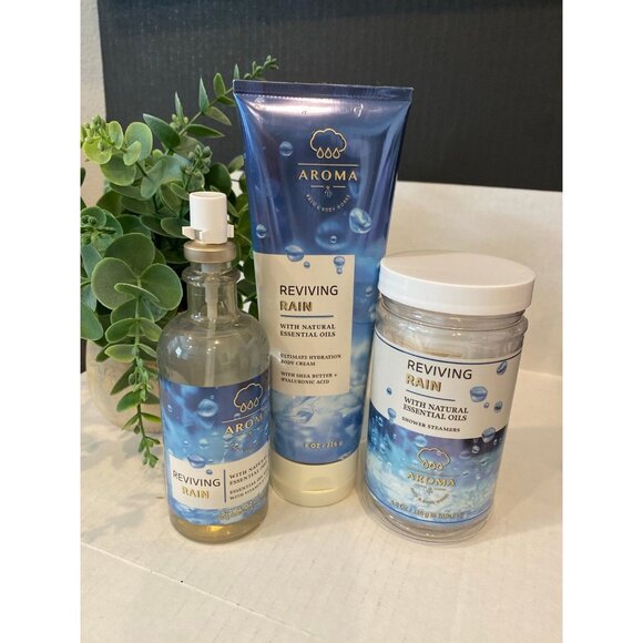 Bath & Body Works Aromatherapy “Reviving Rain” New 3- Pc Set